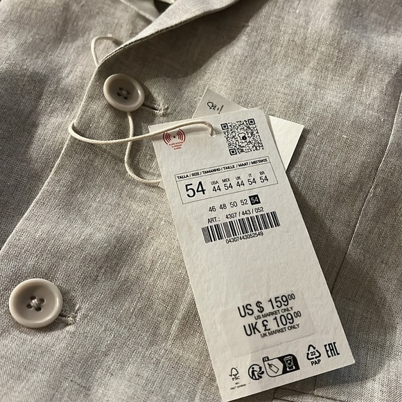 ZARA‎ Suit Jacket in 100% linen - Picture 7 of 8